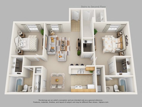 Two Bedroom Two Bath Floor Plan